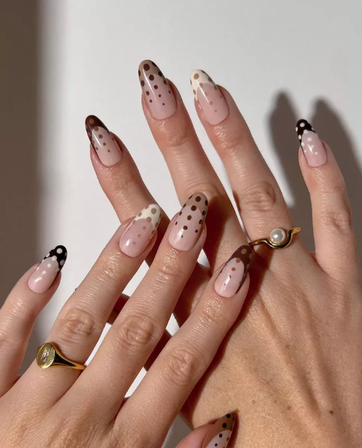 Assorted Chocolate Polka Dot Nails